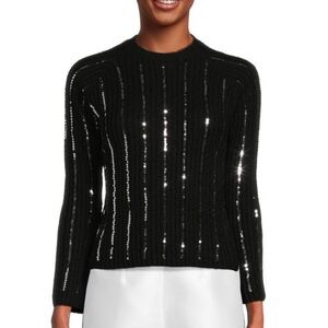 Nanette Lepore Black Sequin Stripe Sweater
